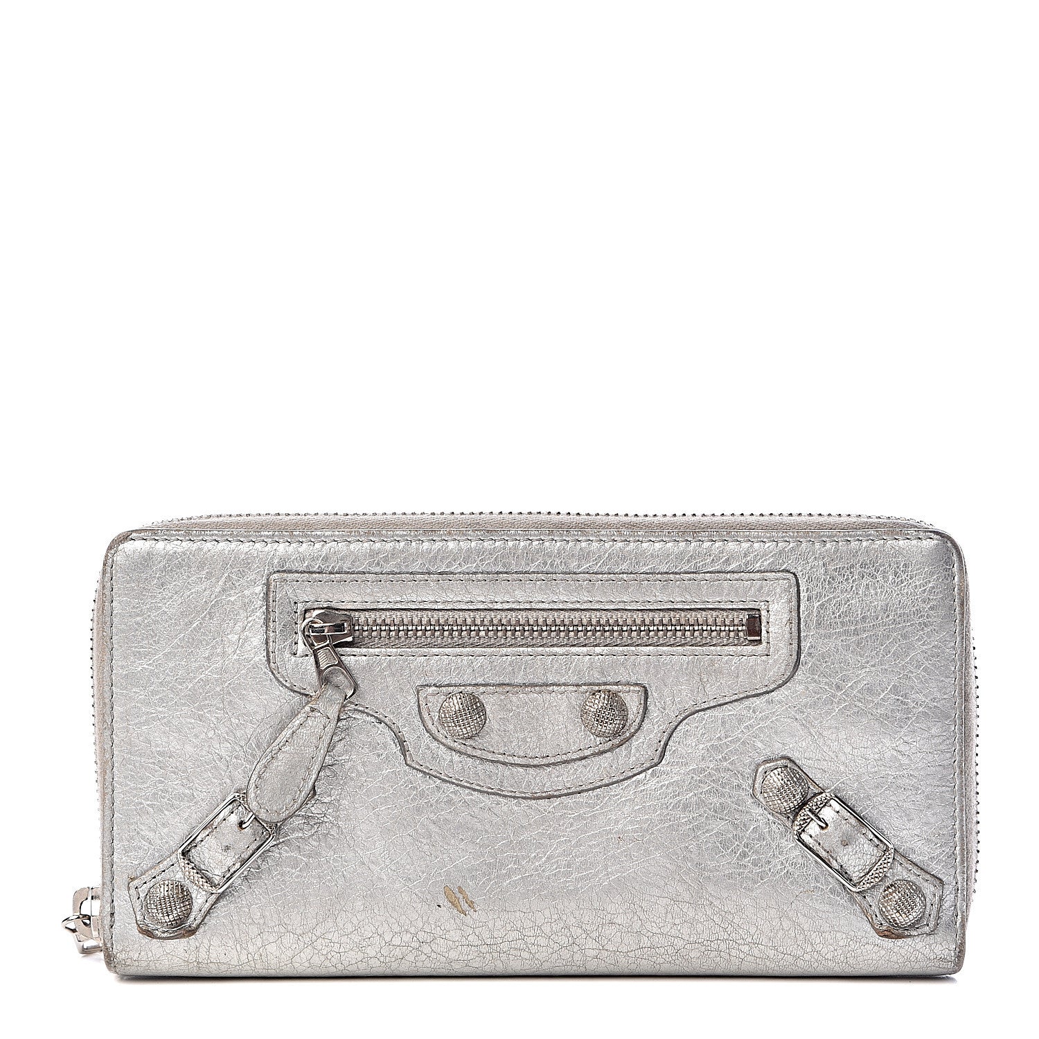 Balenciaga Agneau Giant 12 Silver Hardware Continental Zip Around Wallet Gris Aluminum 1 of 9