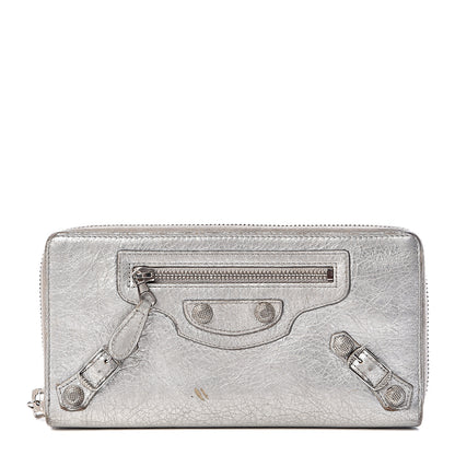 Balenciaga Agneau Giant 12 Silver Hardware Continental Zip Around Wallet Gris Aluminum 1 of 9