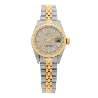 Rolex Stainless Steel 18K Yellow Gold Diamond 26mm Oyster Perpetual Datejust Watch Silver 69173 1 of 4