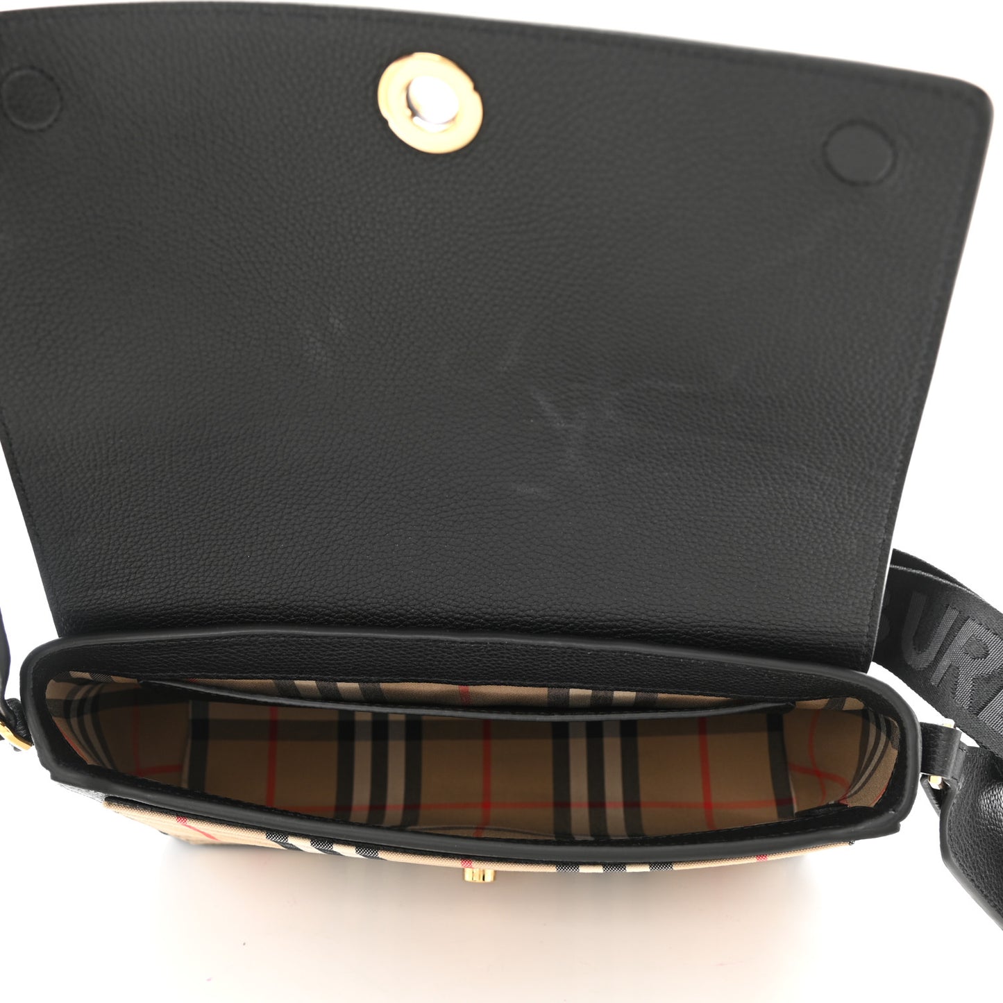 Grainy Calfskin Vintage Check Note Crossbody Bag Black