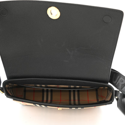 Burberry Grainy Calfskin Vintage Check Note Crossbody Bag Black 5 of 8