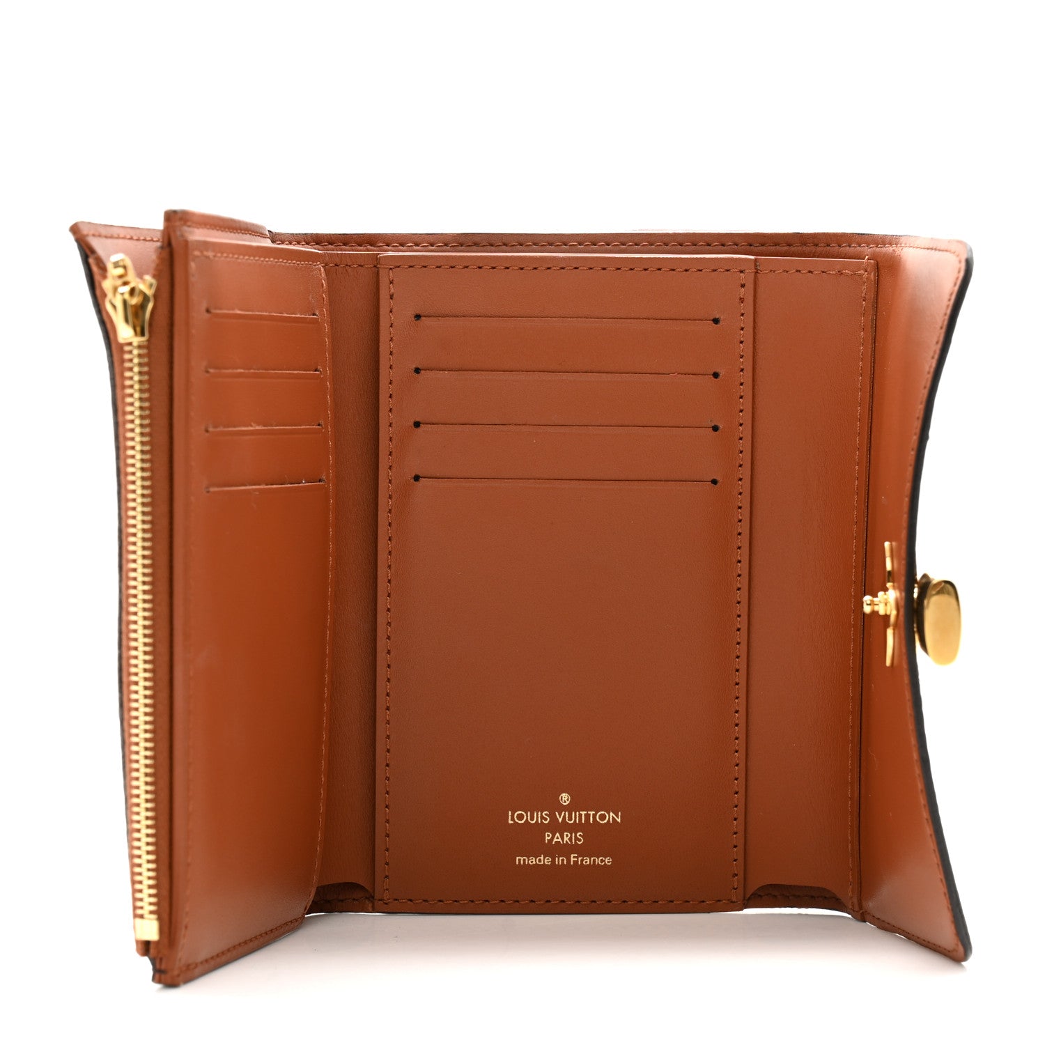 Louis Vuitton Monogram Flower Lock Compact Wallet Caramel 5 of 12