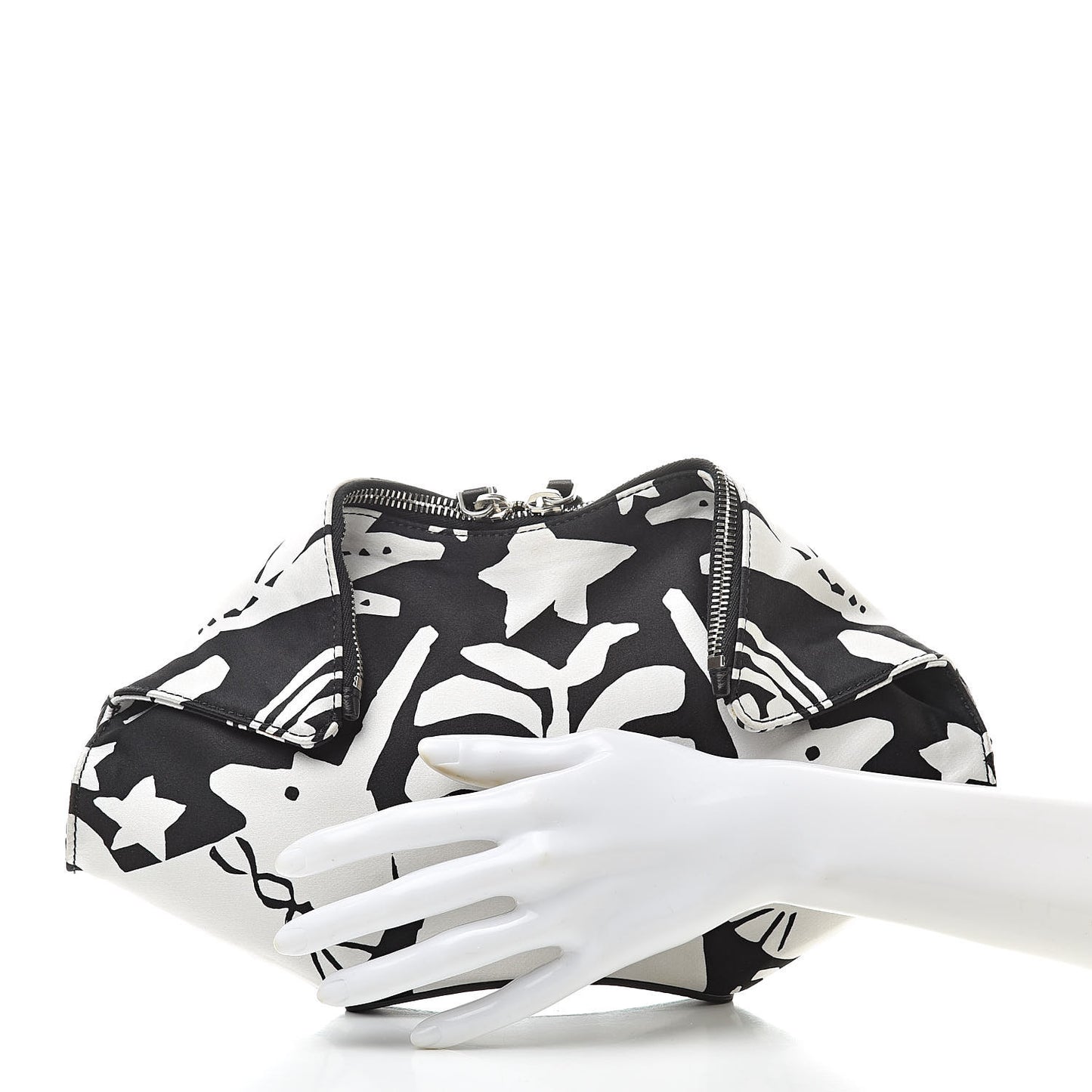 Silk De Manta Naive Pagan Print Clutch Black White