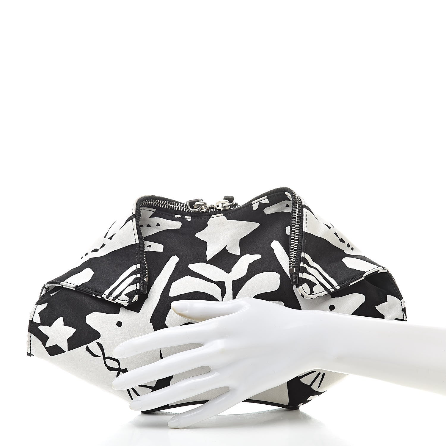 Alexander McQueen Silk De Manta Naive Pagan Print Clutch Black White 2 of 7