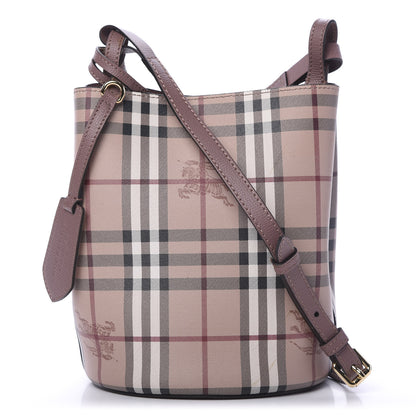 Burberry Haymarket Check Colours Small Lorne Bucket Crossbody Light Elderberry 1 of 12
