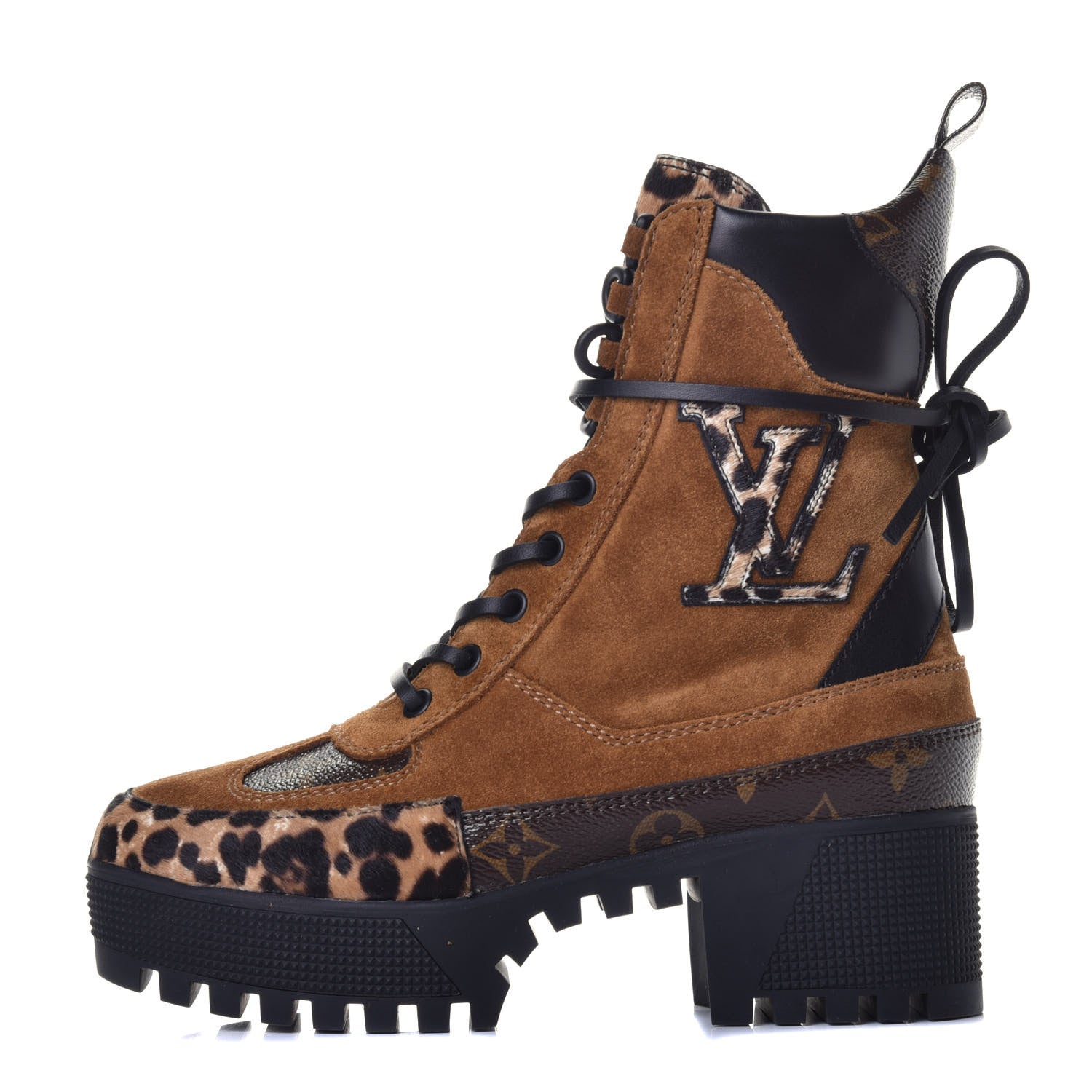 Louis Vuitton Suede Calfskin Monogram Laureate Platform Desert Boots 35 Cognac 1 of 10