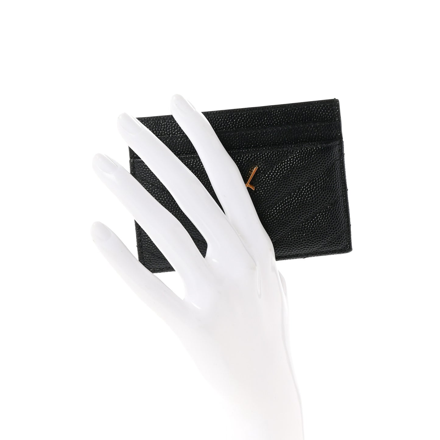 Grain De Poudre Matelasse Chevron Monogram Credit Card Case Black