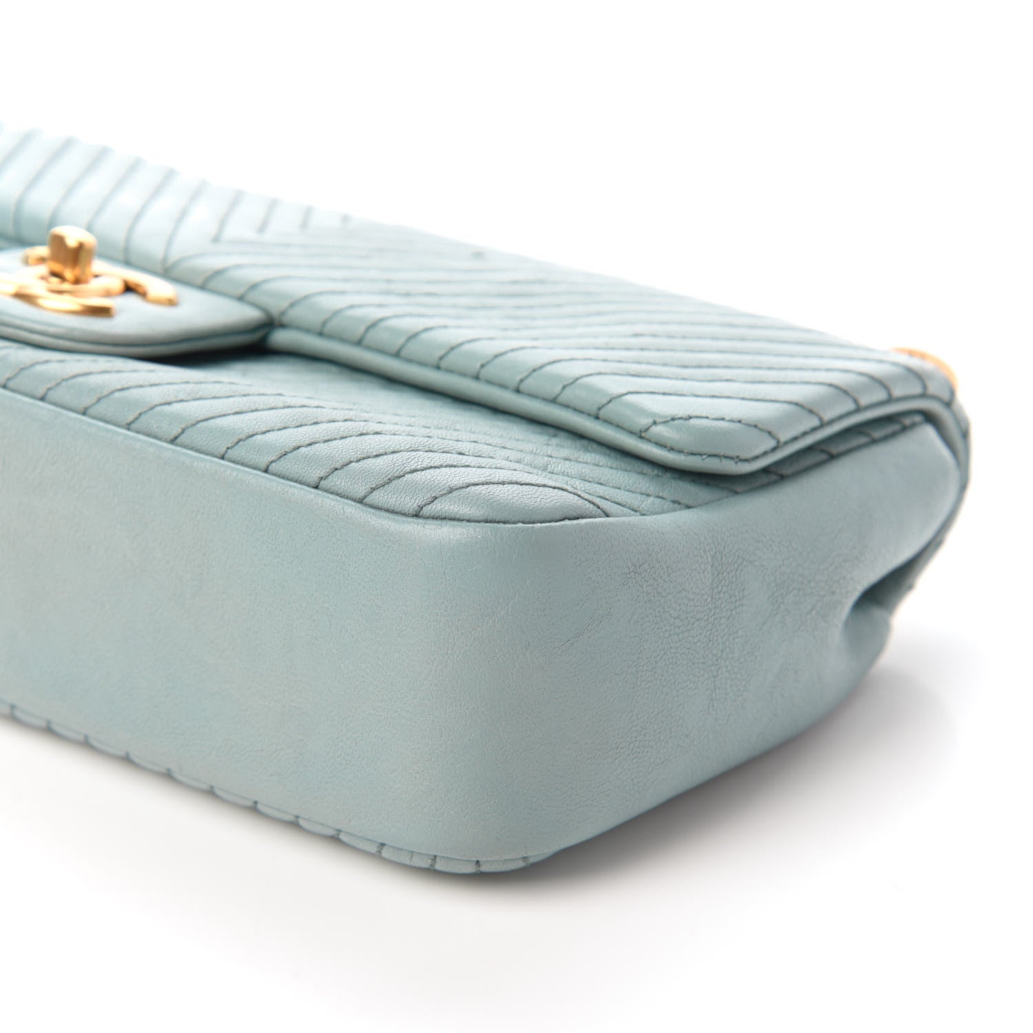 Chanel Calfskin Surpique Chevron Medium Flap Blue 7 of 10