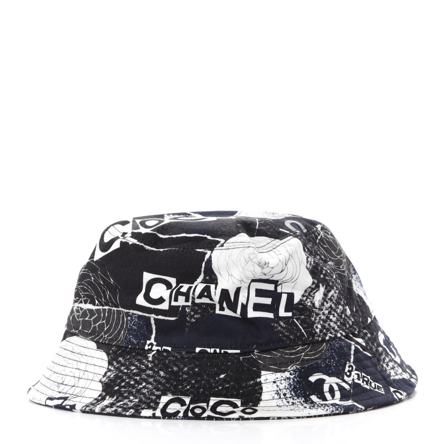 Cotton Coco Print Bucket Hat M Navy Black White