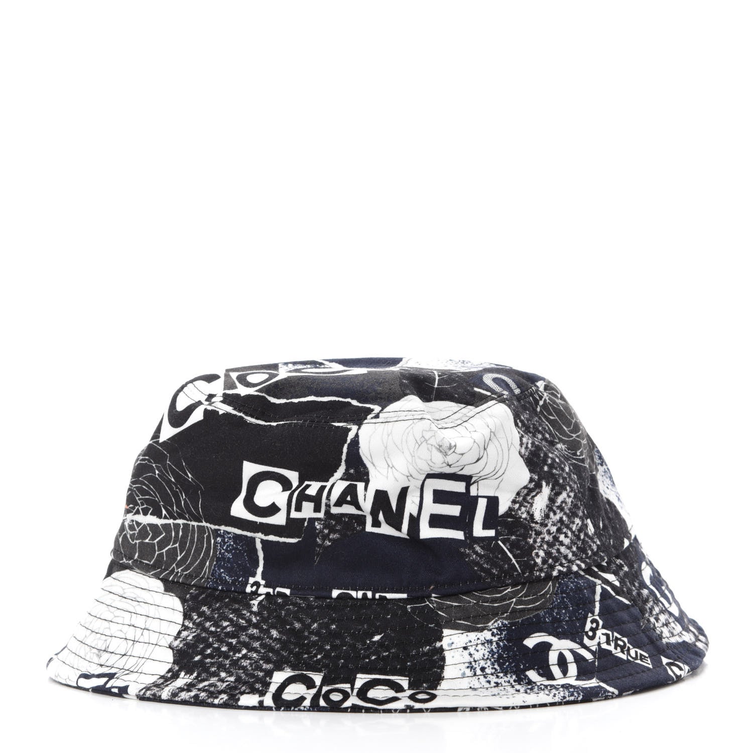 Chanel Cotton Coco Print Bucket Hat M Navy Black White 5 of 7