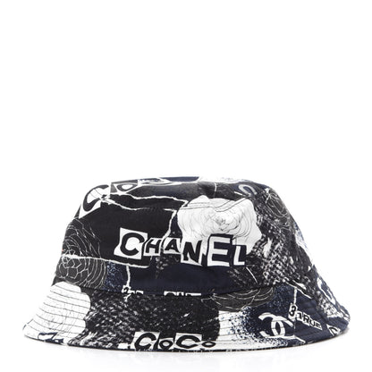 Chanel Cotton Coco Print Bucket Hat M Navy Black White 5 of 7