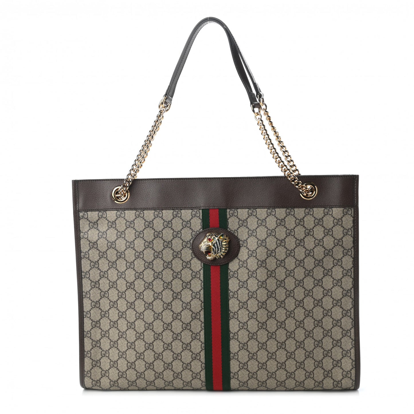 GG Supreme Monogram Large Rajah Chain Tote Beige New Acero