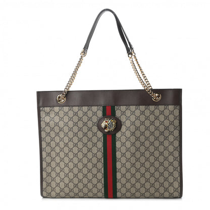 Gucci GG Supreme Monogram Large Rajah Chain Tote Beige New Acero 3 of 10