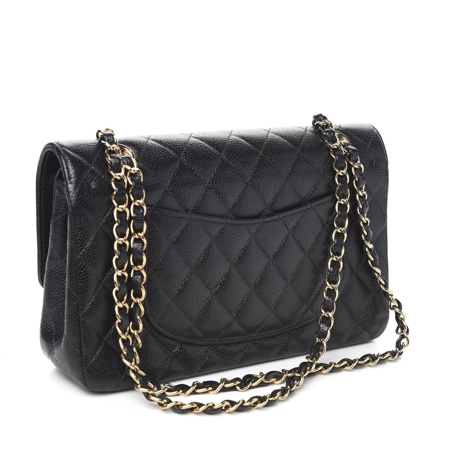 Caviar Quilted Medium Double Flap Black