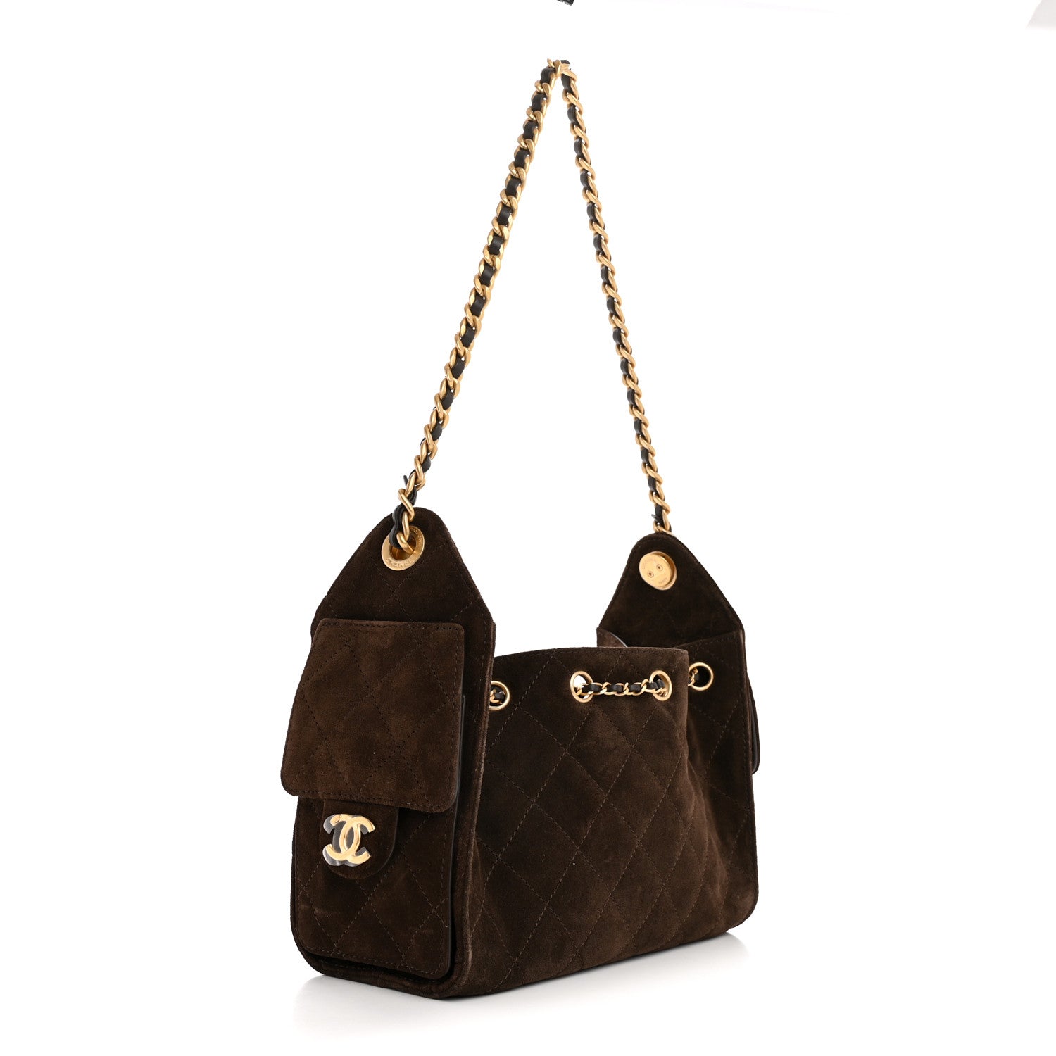 Chanel Suede Quilted Mini Chanel 25 Handbag Dark Brown 3 of 10