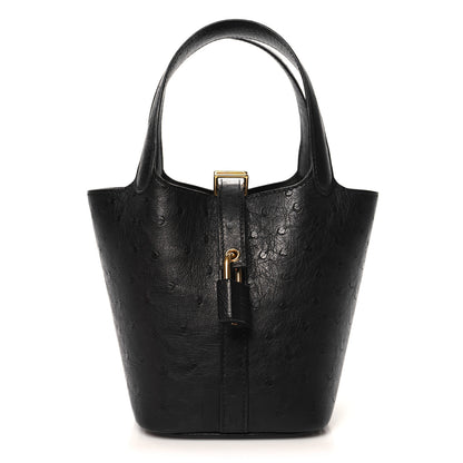 Hermes Ostrich Micro Picotin Lock Black 1 of 13
