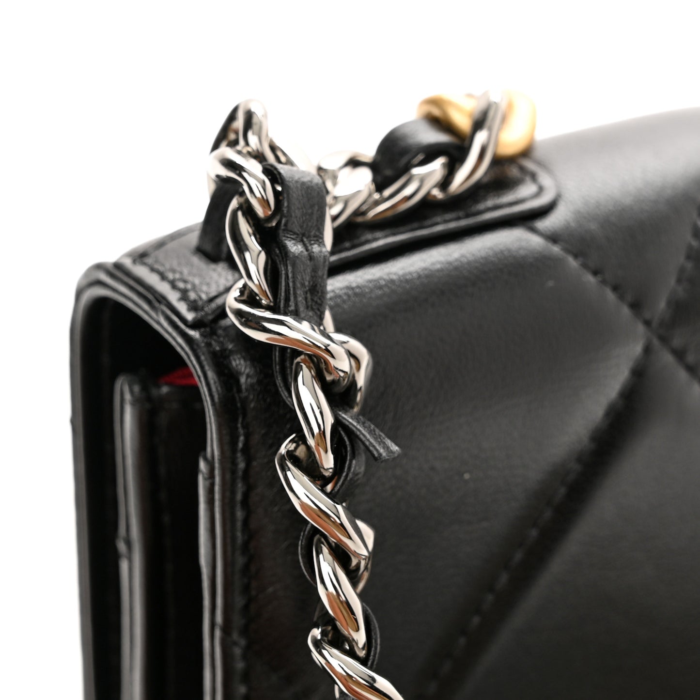 Lambskin Quilted Chanel 19 Wallet On Chain WOC Black