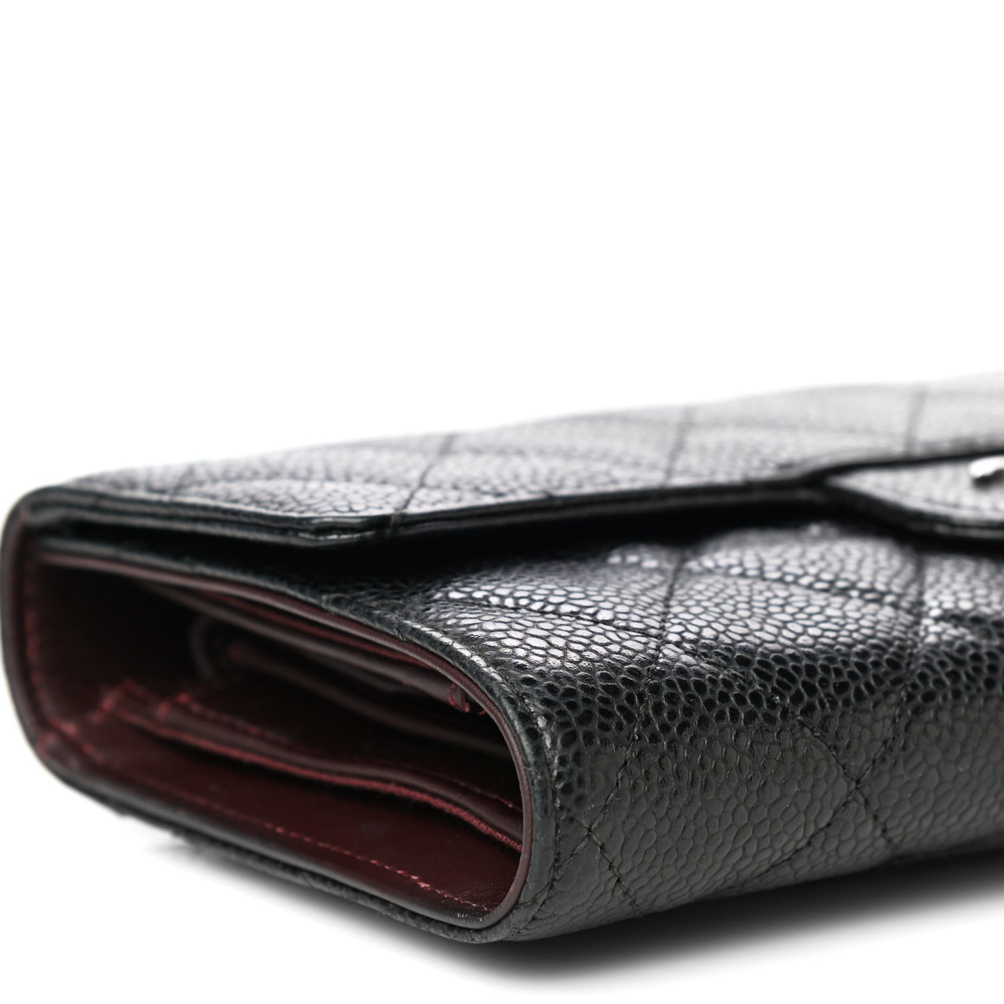 Caviar Quilted Long Flap Wallet Black