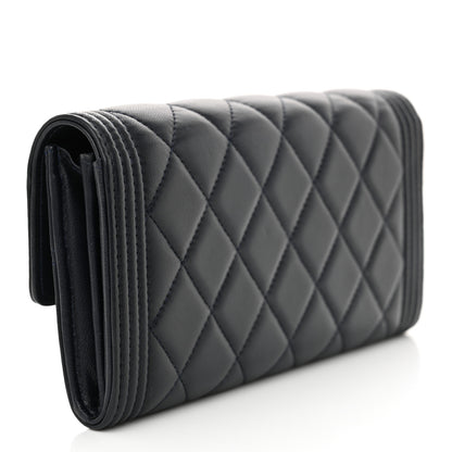 Chanel Lambskin Quilted Large Boy Gusset Flap Wallet Navy 3 of 11