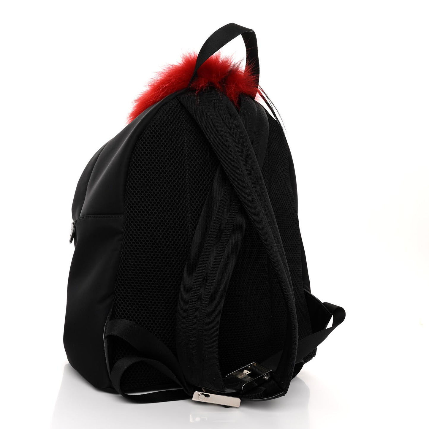 Nylon Vitello Dolce Elaphe Fox Fur Monster Eyes Backpack Black Natural Bordeaux Multicolor