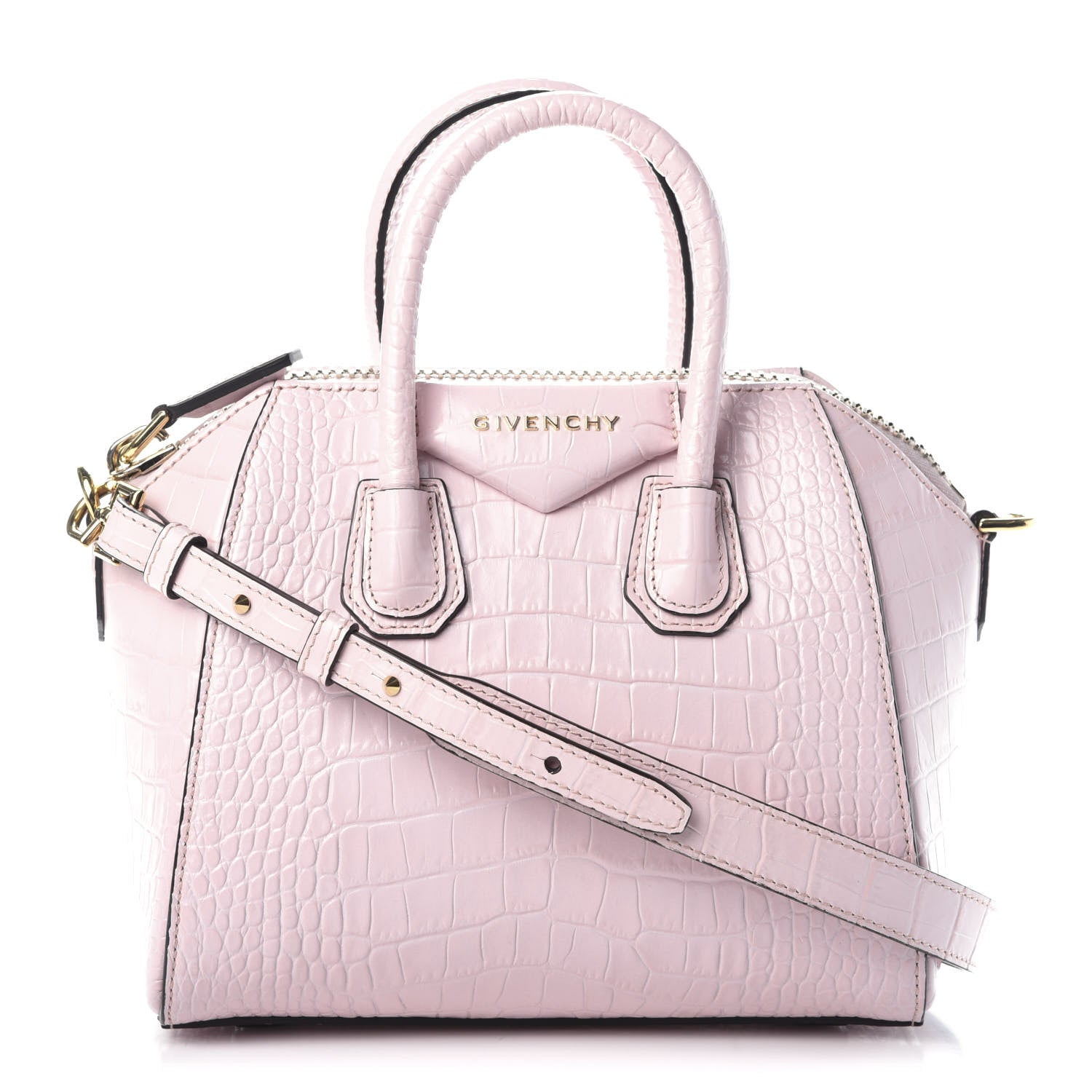 Givenchy Calfskin Crocodile Embossed Mini Antigona Pink 1 of 10
