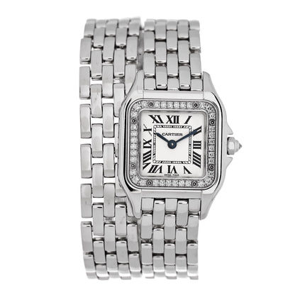 Cartier 18K White Gold Diamond Bezel 22mm Panthere Double Wrap Quartz Watch 1 of 4