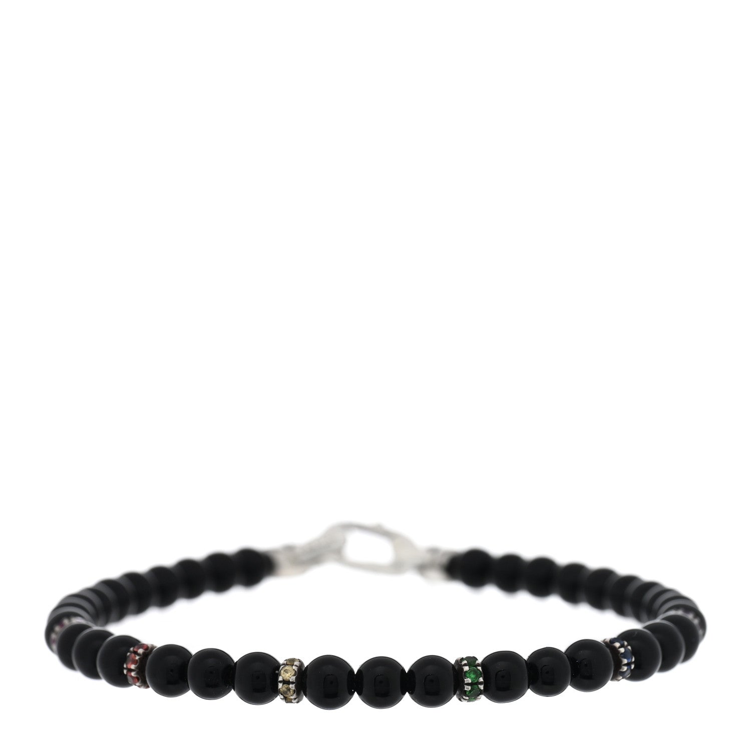 David Yurman Sterling Silver Black Onyx Sapphire Ruby Black Onyx Garnet Spiritual Beads Rainbow Bracelet 1 of 3