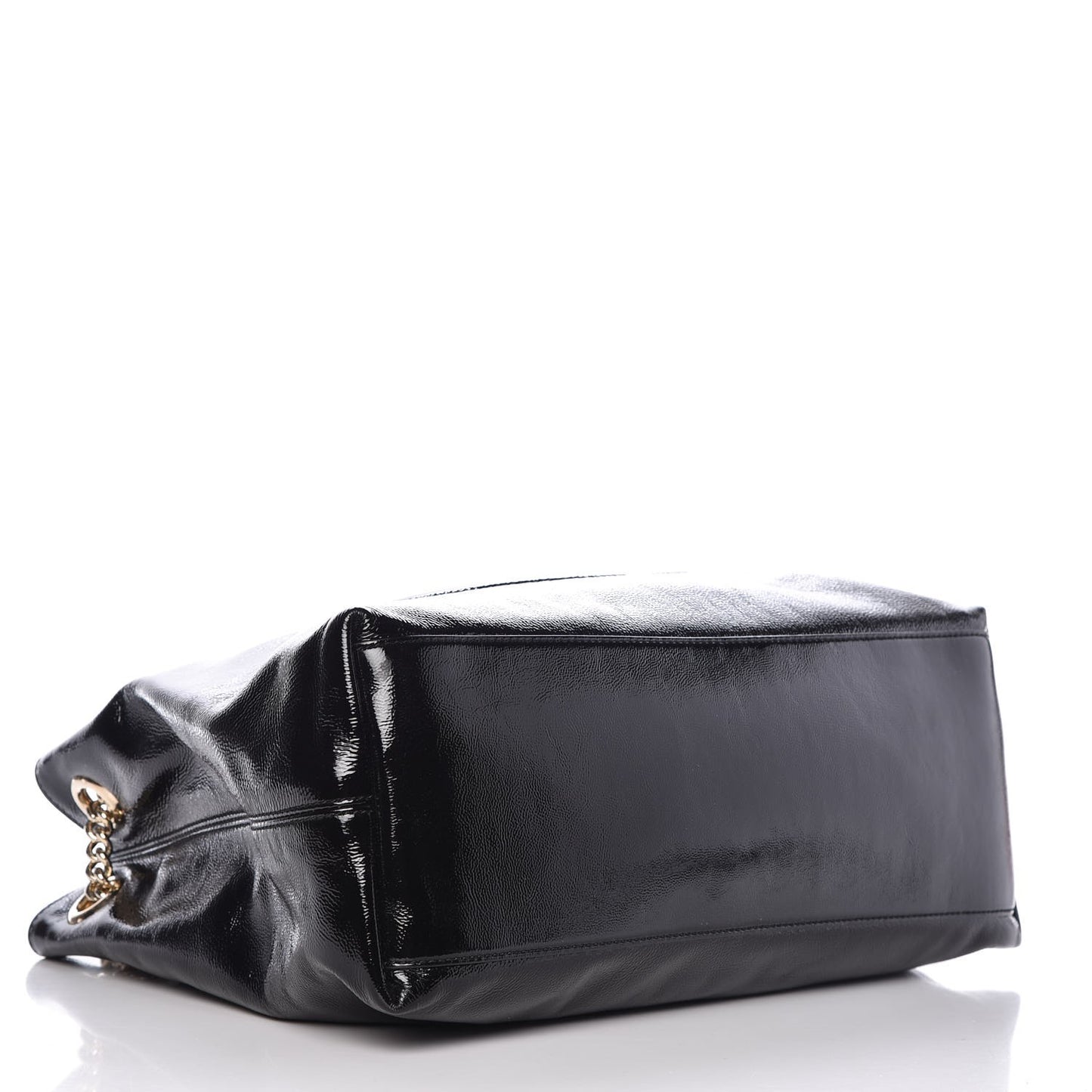 Patent Medium Soho Chain Shoulder Bag Black