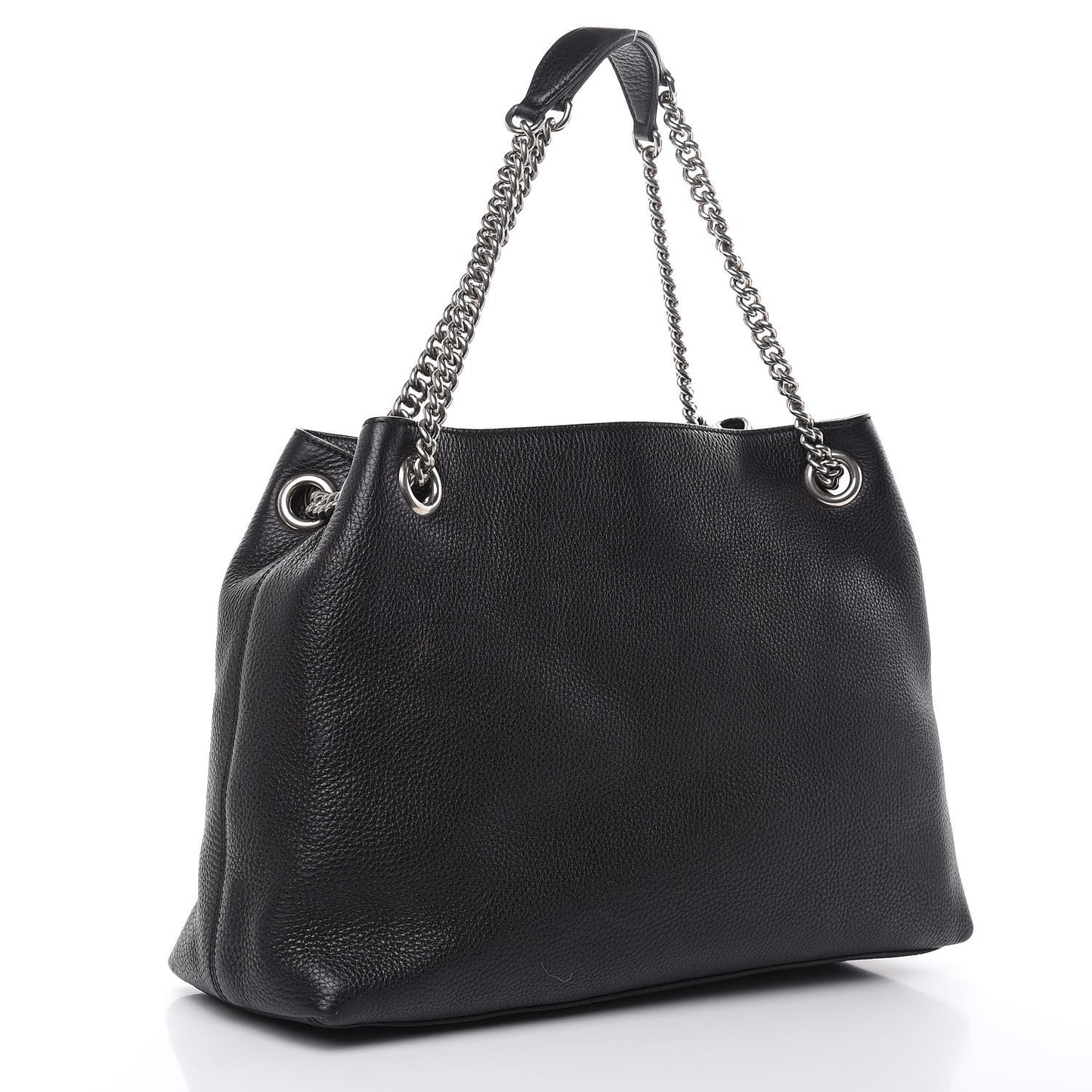 Pebbled Calfskin Studded Medium Soho Chain Shoulder Bag Black