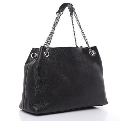 Gucci Pebbled Calfskin Studded Medium Soho Chain Shoulder Bag Black 3 of 11