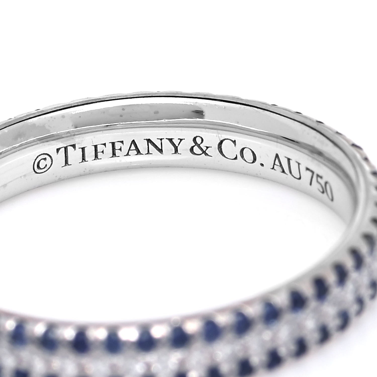 Tiffany 18K White Gold Diamond Blue Sapphire Embrace Ring 52 6 4 of 4