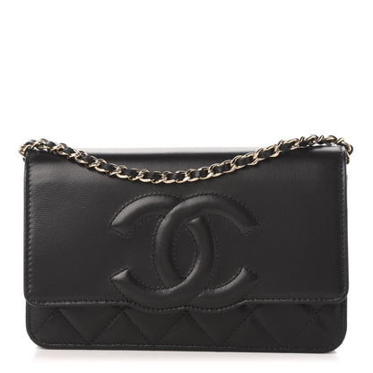 Chanel Goatskin Quilted Timeless CC Wallet On Chain WOC Black 1 of 12