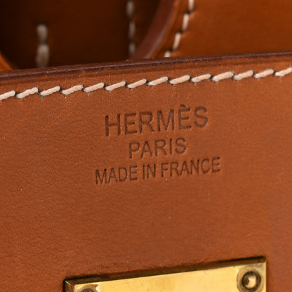 Hermes Toile Natural Barenia Flag HAC Birkin 40  Fauve Paprika 6 of 17