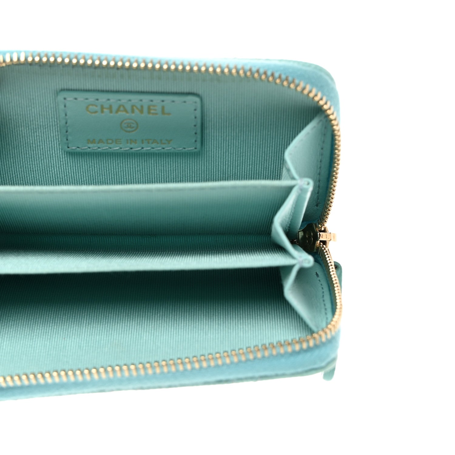 Chanel Caviar Quilted Zip Coin Purse Light Blue 5 of 7