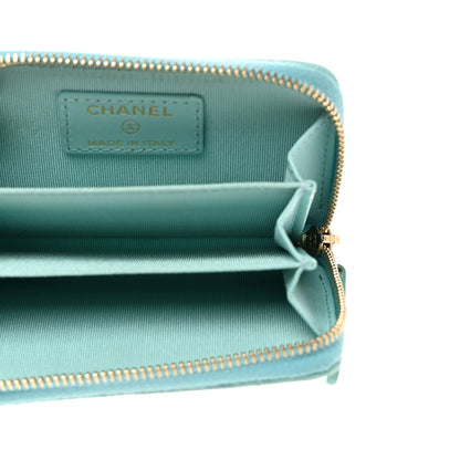 Chanel Caviar Quilted Zip Coin Purse Light Blue 5 of 7