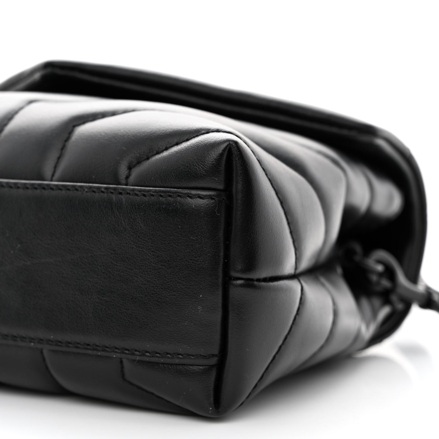 Calfskin Y Quilted Monogram Monochrome Toy Loulou Crossbody Bag Black