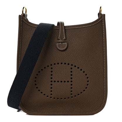 Hermes Taurillon Clemence Amazone Evelyne TPM Etoupe Bleu Indigo 1 of 9