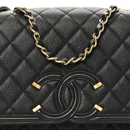 Chanel Caviar Quilted Medium CC Filigree Flap Black 8 of 10