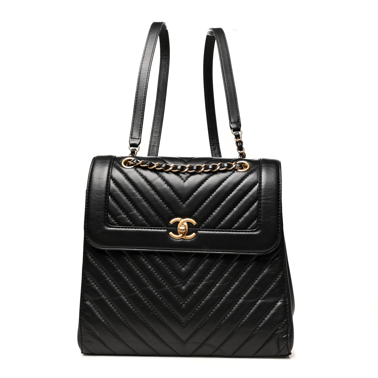 Chanel Aged Calfskin Chevron Quilted Backpack Black 1 of 9