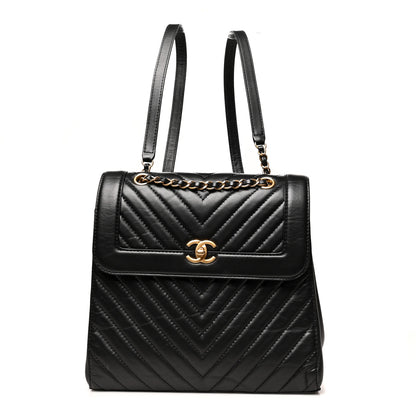 Chanel Aged Calfskin Chevron Quilted Backpack Black 1 of 9