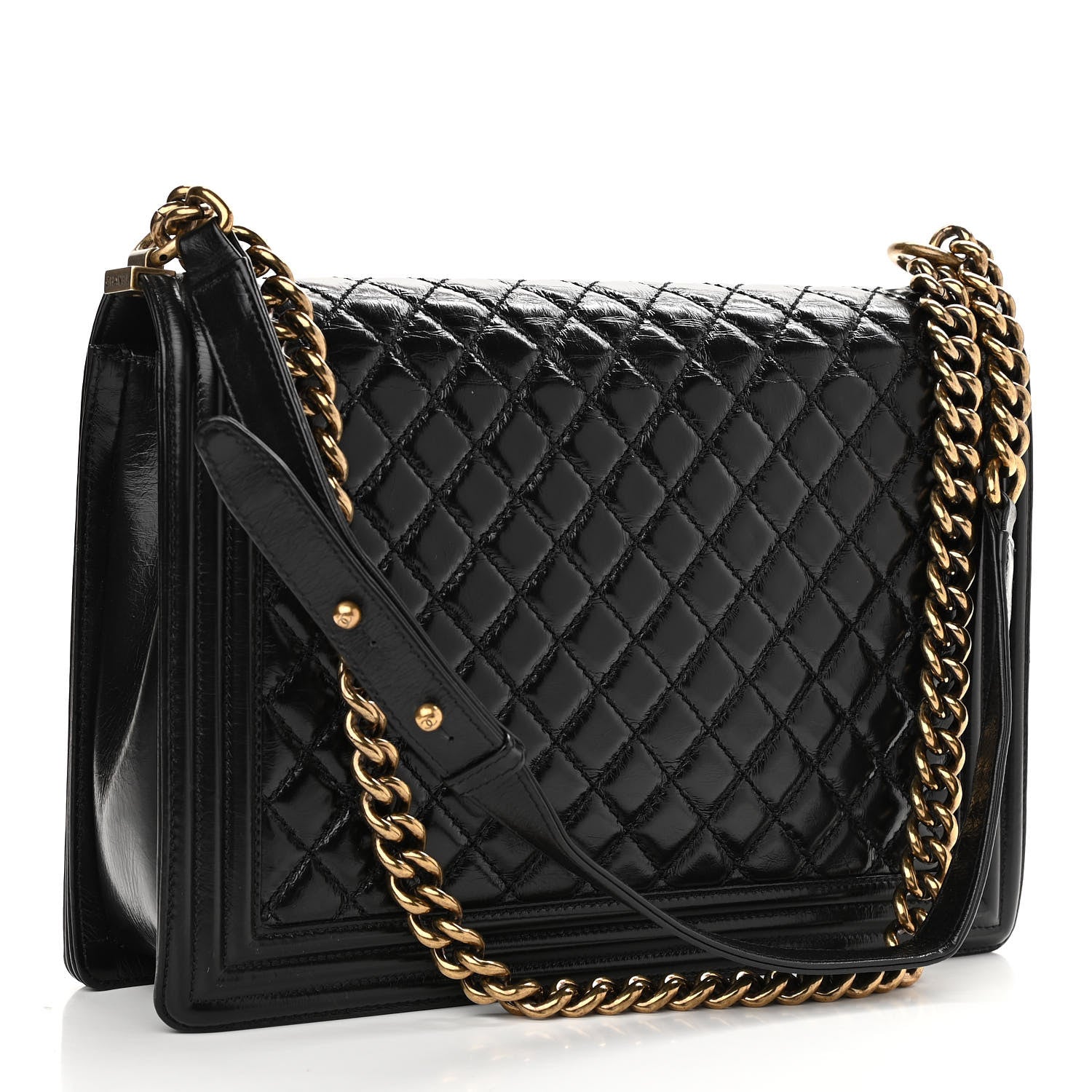 Chanel Glazed Calfskin Quilted Large Boy Flap Black 3 of 10