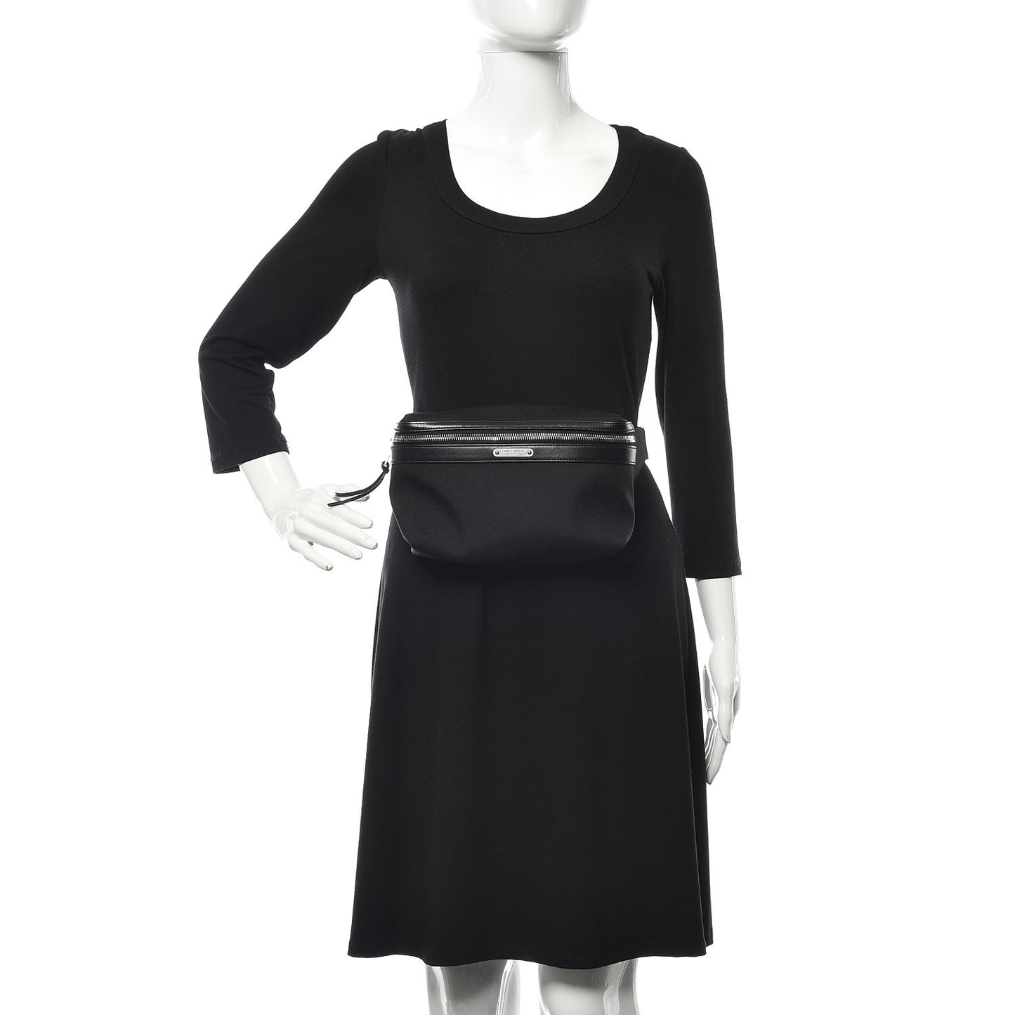 Canvas Calfskin City Belt Bag Black