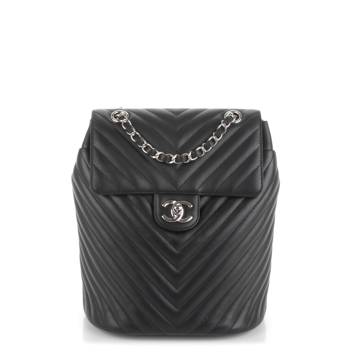 Calfskin Chevron Quilted Small Urban Spirit Backpack Black