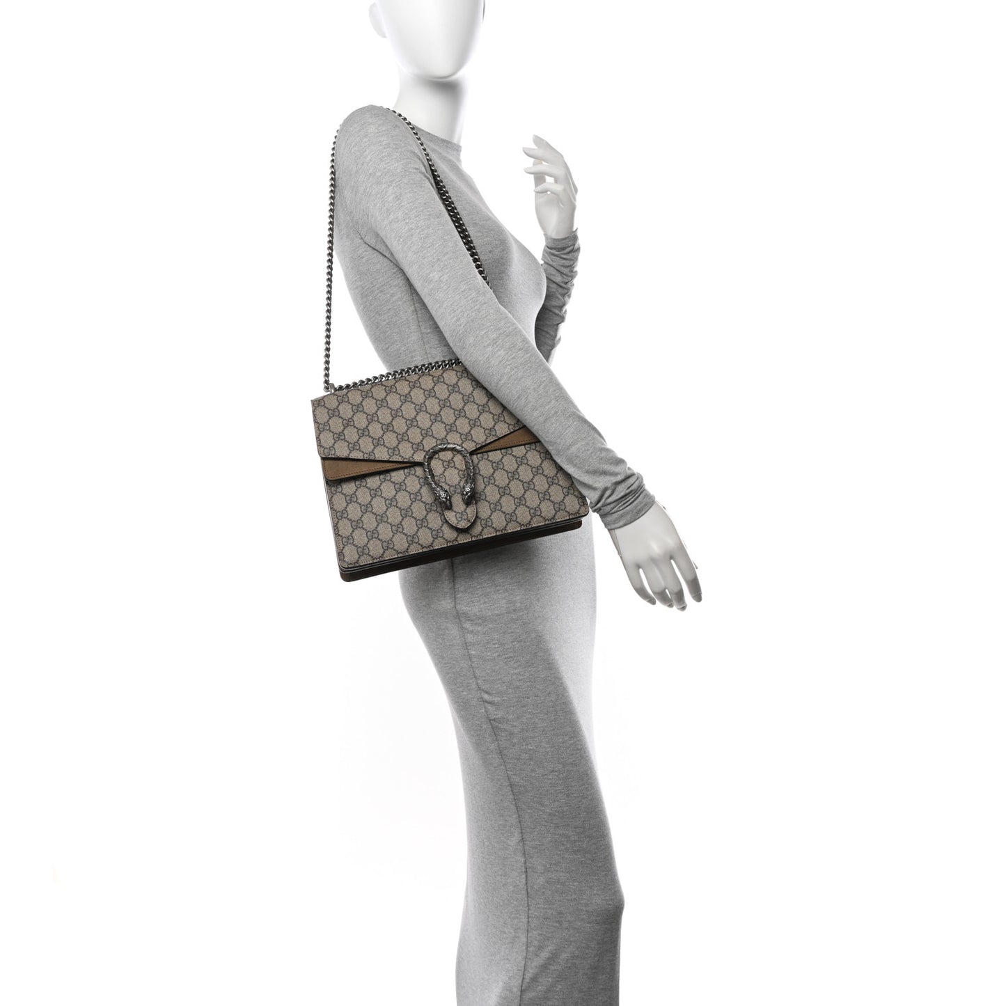 GG Supreme Monogram Medium Dionysus Shoulder Bag Taupe