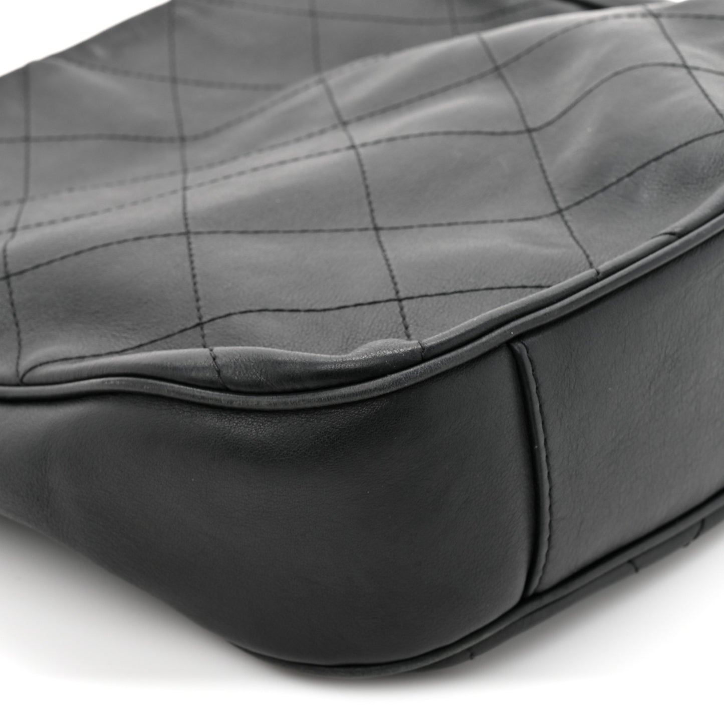 Calfskin Stitched Hobo Black