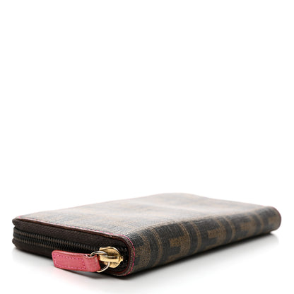 Fendi Zucca Spalmati Vitello Elite Zip Around Wallet Tobacco Fuxia Fragola 4 of 8
