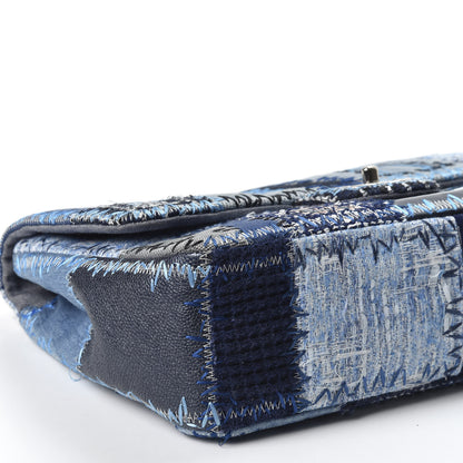 Chanel Denim Tweed Patchwork Jumbo Single Flap Blue 5 of 9