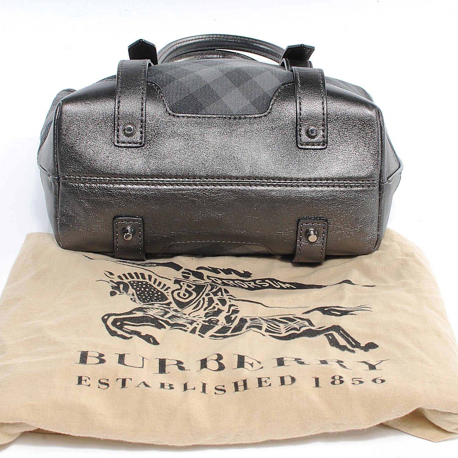 Burberry Leather Shimmer Check Tote 7 of 7