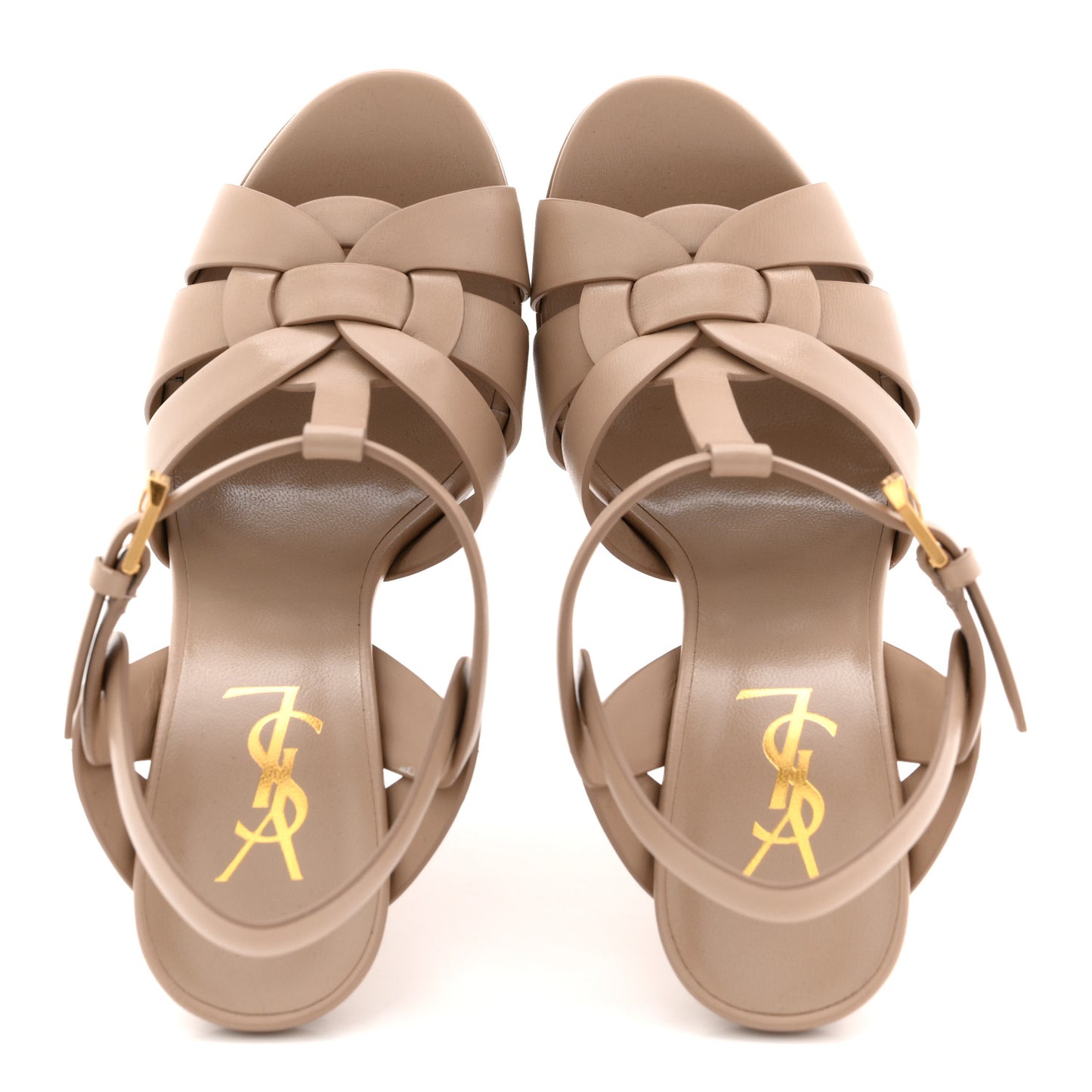 Calfskin Tribute 105 Platform Sandals 36.5 Dark Beige