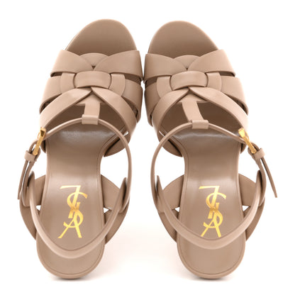 Saint Laurent Calfskin Tribute 105 Platform Sandals 36.5 Dark Beige 2 of 10
